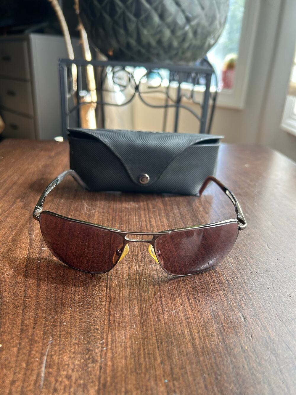Vintage Carrera metal-framed rectangular sunglasses and case